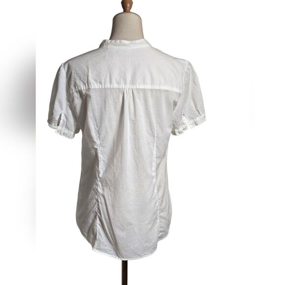 L.L. Bean White Puff Sleeve Sheer Ruffled Blouse - Picture 5 of 6